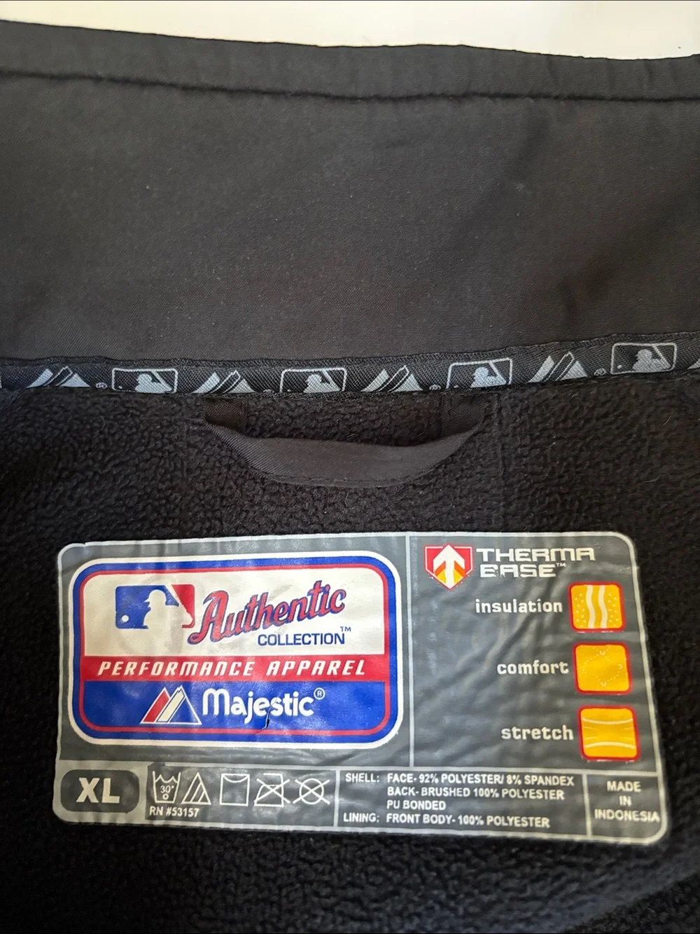 Vintage Majestic MLB San Francisco Giants Jacket Therma Base Black Men's XL